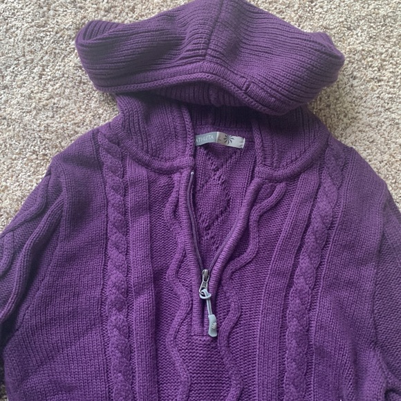 Purple Athleta Sweater Hooded Dress Size Medium - Picture 2 of 6